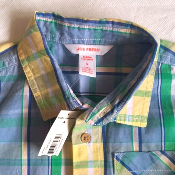 NEW joe fresh spring plaid button down collared long sleeve shirt 4T boys - Picture 2 of 6